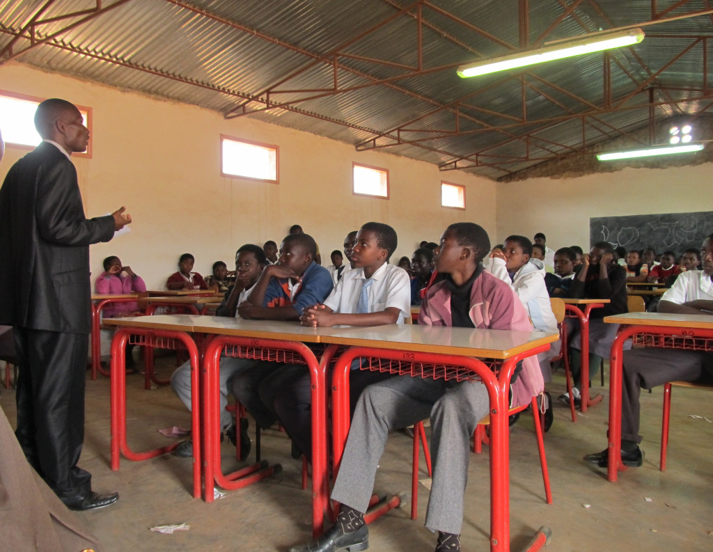 Mr. Luweya Addressing the students during the General assembly