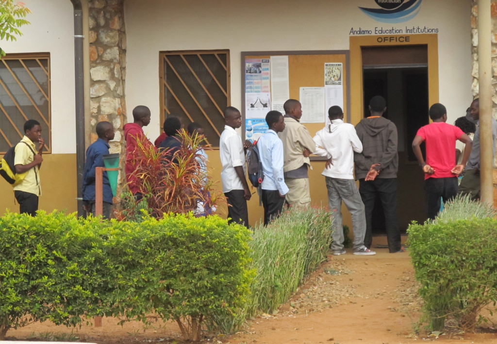 A queue of candidates to sit for entrance exams 